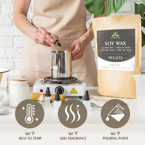 Miniatura 6 de Cera de soja, cera natural Waxcanpy para velas, cera de soja orgánica para fabricación de velas de granja, sin aditivos, inofensiva y pura