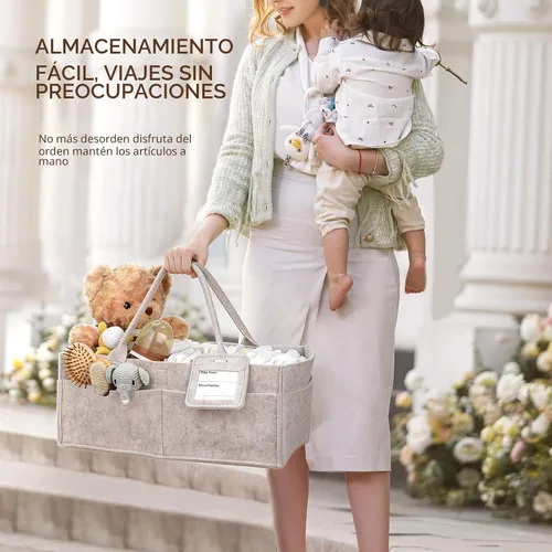 Miniatura 6 de GEMII Organizador de pañales – Organizador grande para bebés con asa para recién nacidos, artículos esenciales para niños o niñas (avena, grande)