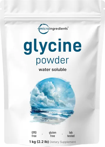 Micro Ingredients Glicina en Polvo, 1KG (2.2 Libras), Glicina 1000mg Por Porción, Soluble en Agua y Productos de EE. UU