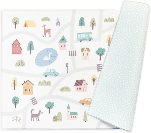 Tapete de juego reversible de 82 x 55 pulgadas, para bebés, niños pequeños, impermeable, duradero, no tóxico, fácil de limpiar, tapete de espuma