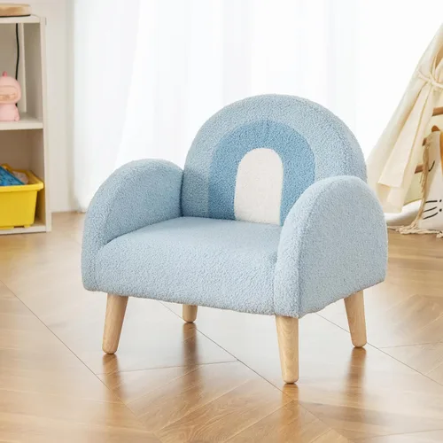 Miniatura 2 de INFANS Sofá para Niños, Sillón para Niños Pequeños con Marco de Madera Maciza Diseño Anti-Volcado Tela de Felpa, Silla Tapizada para Niños