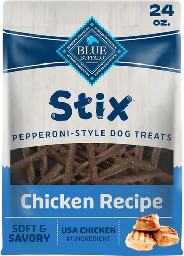 Miniatura 19 de Blue Buffalo Stix Pepperoni-Style - Golosinas para perros hechas con ingredientes naturales, receta de carne de res, bolsa de 13 onzas