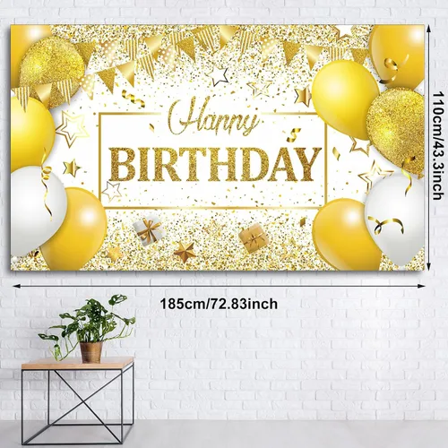 Miniatura 2 de Tatuo Decoraciones de Feliz Cumpleaños Telón de Fondo Pancarta, Cartel de Fondo de Cumpleaños con Purpurina, Suministros de Fiesta, Fondo de Fotos