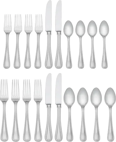 Miniatura 2 de Lenox Juego de cubiertos vintage Jewel de 20 piezas, acero inoxidable 18/10, apto para lavavajillas, cuchillos, cucharas y tenedores, utensilios