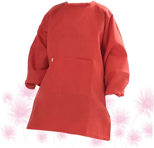 Miniatura 4 de Long Sleeve Art Smock Apron Red Painting Smock with Adjustable Closure Protective Drawing Coat for Preventing Stains and Watercolor