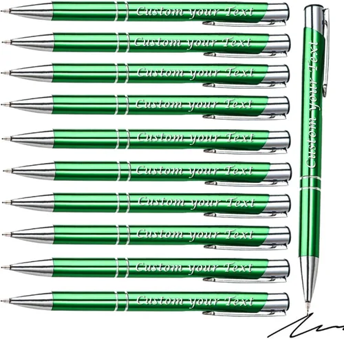 Miniatura 11 de AOK 50PACK Bolígrafos personalizados Tinta negra personalizada - Bolígrafos de nombre metálicos - Grabados por láser con su texto o mensaje (negro)