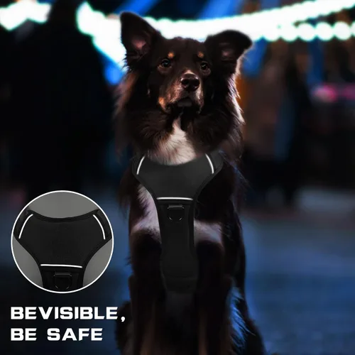 Miniatura 3 de Arnés de chaleco de servicio para perros grandes, sin tirones con 3 clips para correa, chaleco de trabajo táctico con 4 parches para mascotas