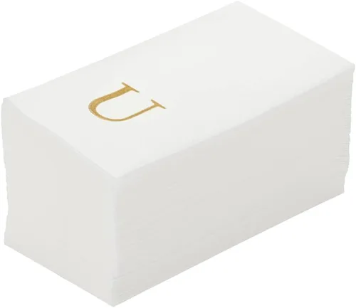 Miniatura 44 de Luxenap Toallas de invitados de tacto de lino de 15.8 X 7.9 pulgadas, 50 toallas de mano con letras - Letra dorada "S", fuente sans serif