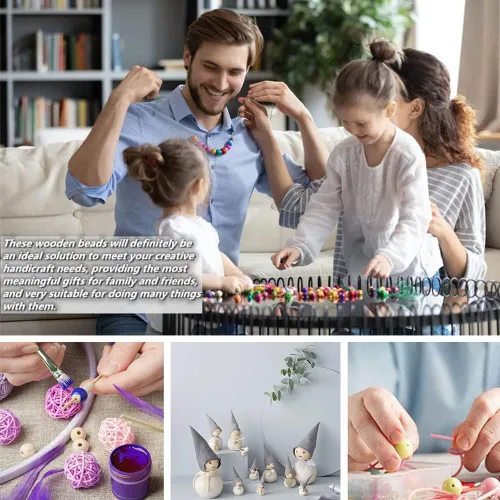 Miniatura 3 de 100 cuentas de madera natural de 0.984 in, cuentas espaciadoras de madera sin terminar de 1 pulgada, bolas redondas para hacer manualidades