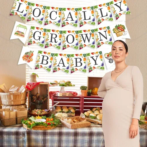 Miniatura 4 de Cartel de baby shower cultivado localmente, pancarta de verduras y frutas, decoración de baby shower para niños y niñas