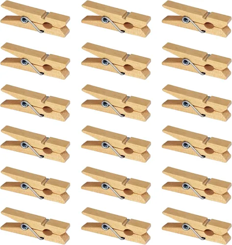 Mini pinzas de madera natural, 60 unidades, 1.4 pulgadas, clips de papel fotográfico para álbumes de recortes, artes y manualidades, fotos colgantes