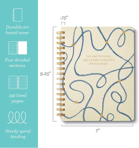 Miniatura 2 de Compendium Cuaderno de espiral: el mapa a donde ella va está escrito en su corazón. Un cuaderno en espiral de diseñador con 192 páginas rayadas, El