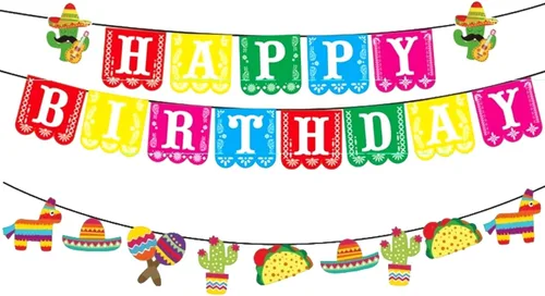 Cartel de cumpleaños del Cinco de Mayo, decoración de fiesta mexicana, piñata, sombrero, guirnalda, decoración para verano, fiesta temática de Luau,
