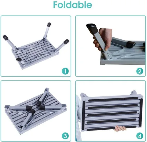 Miniatura 3 de Plataforma portátil para escalones de caravana, patas de goma antideslizantes y plegables, capacidad de carga de 330 libras, escalera duradera