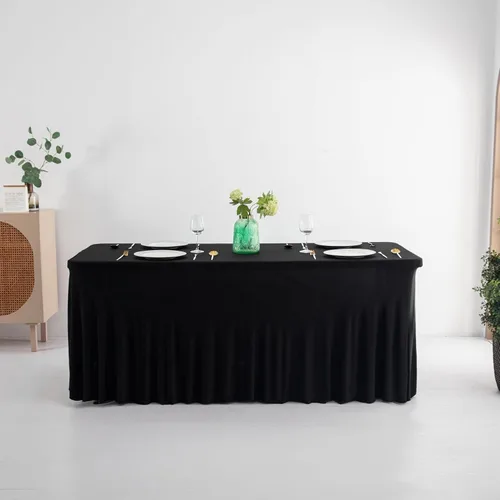 Miniatura 2 de Falda de mesa de poliéster ajustable de una pieza de elastano, mantel rectangular resistente a las arrugas para eventos de bodas, fiestas