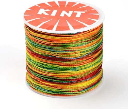 Miniatura 14 de Cordón de poliéster encerado de 119 yardas de 0.020 in, cuentas gruesas y coloridas pulseras de hilo trenzado para macramé para fabricación