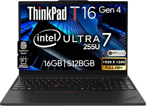 Miniatura 16 de Lenovo ThinkPad T16 Gen 4 - Laptop de negocios con pantalla 16 FHD+, Intel Ultra 5-225U (Beats i7-1355U), 16 GB DDR5 RAM, 512 GB SSD, cámara web