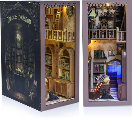 Miniatura 9 de Kit de manualidades 3D para rincón de lectura - Kit de casa en miniatura para adultos, adolescentes y principiantes, estantería de biblioteca