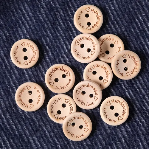 Miniatura 3 de 100 botones de madera hechos a mano de 3/4 pulgadas para manualidades y costura, forma redonda, 2 agujeros, 0.787 in