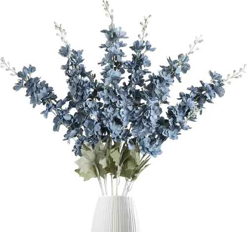 IPOPU 6 PCS Flores Artificiales de Delfínium Flores Artificiales de Espuela de Cordero Flores de Seda de 85 cm de Tallo Largo para Arreglos de Boda,