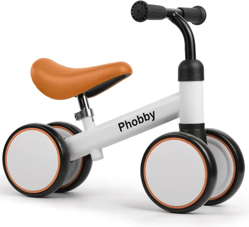Phobby Bicicleta de Equilibrio para Bebé para Niños y Niñas de 1 a 2 Años, Bicicleta de 4 Ruedas para Niños Pequeños con Asiento Ajustable, Juguete