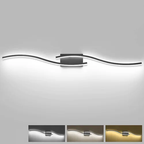 Miniatura 24 de PRESDE Lámpara LED de Tocador de Baño de 24", Moderna Luminaria de Barra de Pared Negra Sobre Espejo Regulable 3CCT
