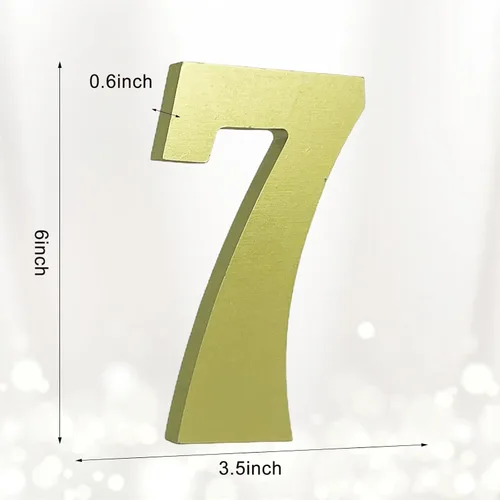 Miniatura 2 de AOCEAN Números de madera dorada de 6 pulgadas, número de madera sin terminar para pared, números decorativos de pie, rebanadas, decoración