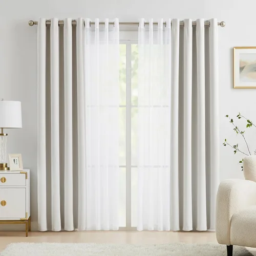 Miniatura 3 de Lotusolution Cortinas Opacas Beige para Dormitorio Juego de Cortinas Mix & Match con Aislamiento Térmico Blackout Total para Ventanas y Cortinas