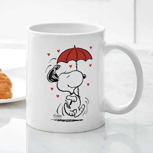 Miniatura 5 de CafePress Peanuts: Snoopy Raining Hearts - Taza de café de cerámica (11.0 fl oz)