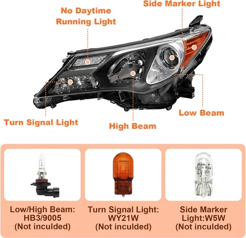 Miniatura 3 de Para Toyota Rav4 Rav-4 LH 2013 2014 2015 - Lámpara cromada para faros delanteros izquierdos