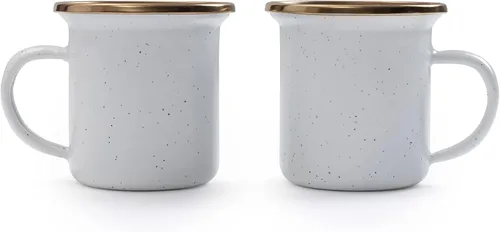 Miniatura 26 de Barebones Juego de 2 tazas de café esmaltadas de 16 onzas, taza de campamento con borde de acero inoxidable