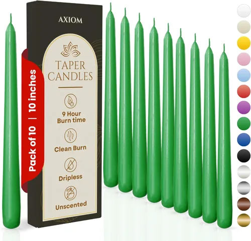 Axiom Candles - Velas cónicas de 10 pulgadas sin goteo - Velas altas sin perfume y sin humo - 9 horas de combustión - Velas cónicas para el hogar,