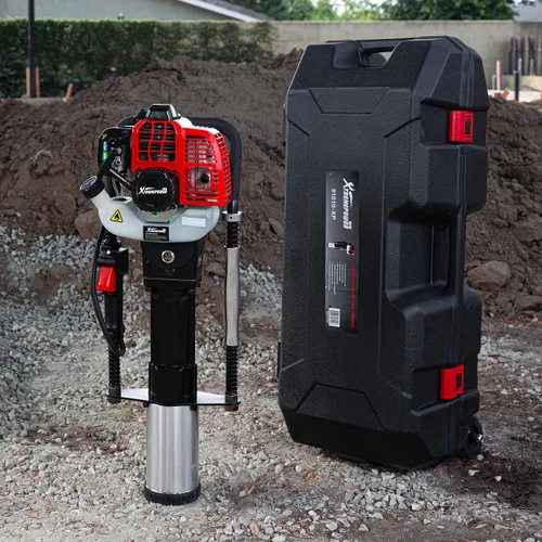 Miniatura 8 de XtremepowerUS 52cc Colocador de postes T impulsado por gasolina Taladro de postes de valla Motor de 2 tiempos con certificación EPA y estuche