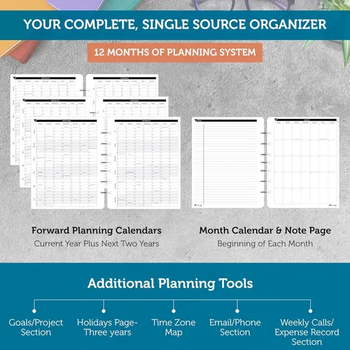 Miniatura 4 de Planner Pad Organizador de 12 meses, de 7 agujeros, hojas sueltas, embudo de 3 niveles, octubre de 2025 a septiembre de 2026, 6 3/4 pulgadas x 8 1/2