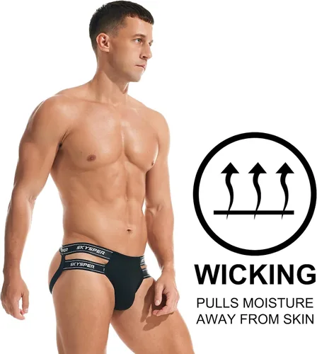 Miniatura 119 de SKYSPER Jock Strap Athletic Supporter para hombres Sexy Jockstrap Ropa interior masculina