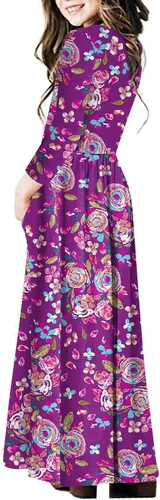 Miniatura 32 de 21KIDS Vestido largo floral de manga larga 3/4 con bolsillos para niñas de 6 a 12 años