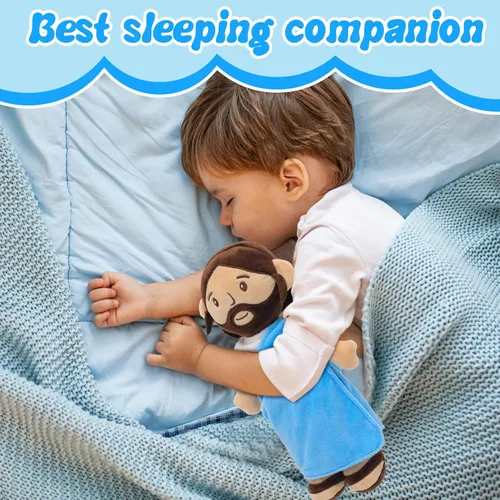 Miniatura 5 de Yelakey Muñeco de peluche de Jesús marrón de 11.8 pulgadas, guardián, bautizo, peluche, juguete de Salvador, regalos para la iglesia, escuela