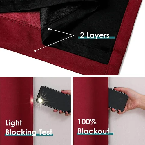 Miniatura 4 de ChrisDowa Cortinas 100% Opacas para Dormitorio con Forro Negro, 2 Capas Gruesas Totalmente Opacas con Aislamiento Térmico y Ojales, Cortinas