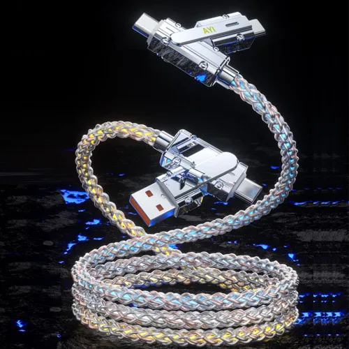 Miniatura 11 de AYI 3 combinaciones de múltiples puertos USB A a USBC Micro PD cable de carga rápida iluminado flujo de corriente compatible con casi todos