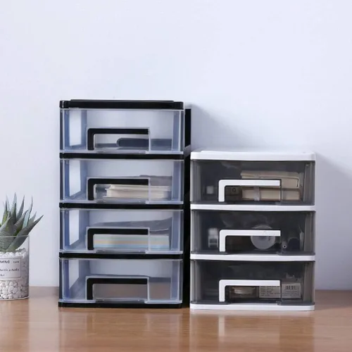 Miniatura 9 de Gatuida Organizador de cajones transparentes para maquillaje y cosméticos, mini caja de almacenamiento de plástico para escritorio, color negro