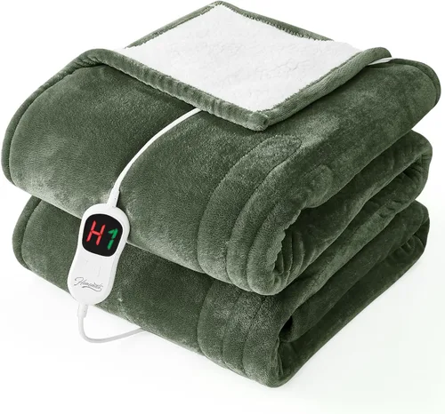 Miniatura 10 de Homemate Manta eléctrica térmica tamaño Queen, 84 x 90 pulgadas, manta térmica para cama con 10 niveles de calefacción, 8 horas de apagado