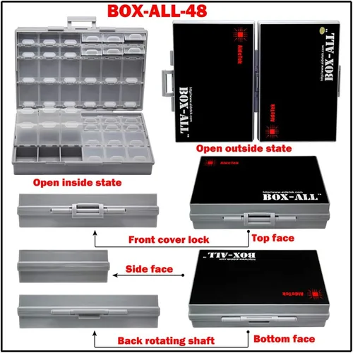 Miniatura 3 de AideTek BOXALL48 48 Tapas Caja Vacía Organizadora SMD SMT Tamaño 6 Pulgadas 9 Pulgadas Montaje en Superficie