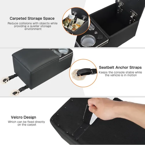 Miniatura 4 de Organizador de Consola Central Mejorado con Portavasos y Soporte para Teléfono para Automóvil y Camioneta y Camión Piso Cabina Asiento Trasero Banco