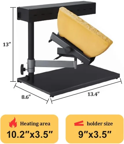 Miniatura 2 de YUEWO Raclette - Máquina de raclette eléctrica comercial para máquina de raclette suiza, calentador de fusión Demi para media rueda de queso nacho