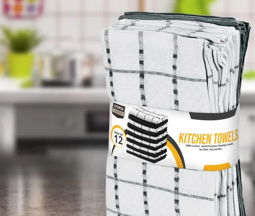 Miniatura 6 de Utopia Towels Kitchen - Juego de 12 toallas de cocina de 100 % algodón hilado en anillo de 15 x 25 pulgadas, súper suaves y absorbentes, juego