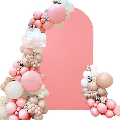 Miniatura 22 de Cubierta de Arco de Boda Ajustada de Spandex 7.2 Pies, Cubierta de Fondo de Arco Rosa, Cubiertas de Soporte de Fondo Chiara de Parte Superior