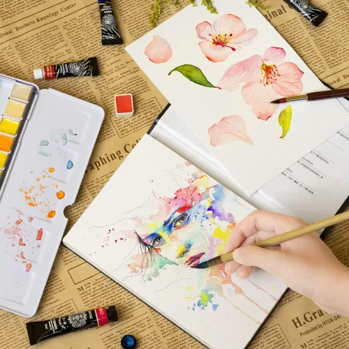Miniatura 7 de Paul Rubens Cuaderno de bocetos de acuarela, alta absorción, calidad de artista, papel de acuarela prensado en frío para acuarelas y bloques