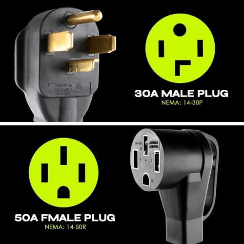 Miniatura 3 de Cable adaptador de cargador EV, adaptador NEMA 14-30P a 14-50R, enchufe de secadora de 30 amperios a hembra de 4 clavijas, compatible con EV