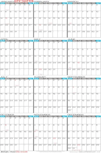 Miniatura 14 de 2026 Paper - Calendario de pared grande borrable de 24 x 36 pulgadas, vertical, anual, de 12 meses