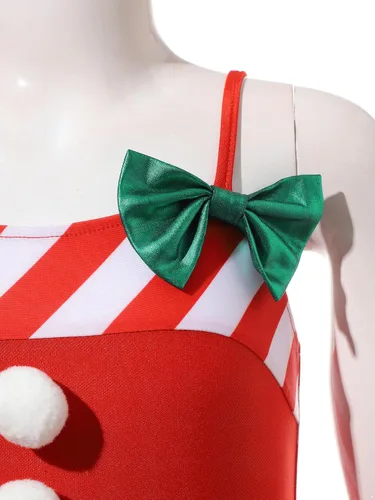 Miniatura 6 de Traje de baile de Navidad para niñas y niñas, ballet, gimnasia, leotardo de baile, bastón de caramelo, rayas